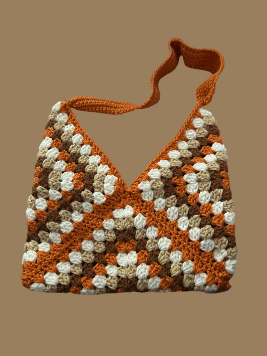 Handmade Crochet Granny Square Bag – Autumn Vibes 🍂🧡